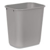Deskside Plastic Wastebasket, 7 gal, Plastic, Gray