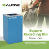 29 Gallon Trash/Recycling Cans, Steel, Blue Recycling Can with Square Lid