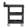 BRUTE 3-Shelf Heavy-Duty Ergo Flat Utility Cart, Resin, 3 Shelves, 600 lb Capacity, 25.24" x 48.63" x 46.18", Black