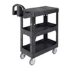 BRUTE 3-Shelf Heavy-Duty Ergo Flat Utility Cart, Resin, 3 Shelves, 600 lb Capacity, 25.24" x 48.63" x 46.18", Black