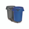 Vented Round Brute Container, 44 gal, Plastic, Blue