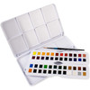 Aquafine Watercolor Paint Half Pan Studio Set, Assorted Colors, 48 Pieces