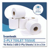 2-Ply Toilet Tissue, Septic Safe, White, 400 Sheets/Roll, 96 Rolls/Carton