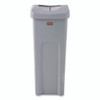 Universal Square Trash Can with Swing Lid, 23 gal, Plastic, Gray