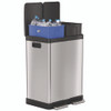 Step Pedal Trash Can and Recycle Bin, 16 gal, Plastic/Stainless Steel, Silver