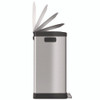 Step Pedal Trash Can and Recycle Bin, 16 gal, Plastic/Stainless Steel, Silver