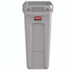 Slim Jim Waste Container with Handles, 16 gal, Plastic, Light Gray