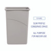 Slim Waste Container, 23 gal, Plastic, Gray