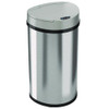 Sensor Trash Can, Half-Round Cylinder, 13 gal, Plastic/Stainless Steel, Silver
