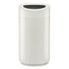 Open Top Oval Waste Receptacle, 14 gal, Steel, White