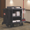 Standard Housekeeping Cart, Plastic, 1 Shelf, 24" x 62.13" x 49.75", Black
