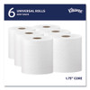 Hard Roll Paper Towels with Premium Absorbency Pockets, 1-Ply, 8" x 600 ft, 1.75" Core, White, 6 Rolls/Carton