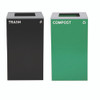 29 Gallon Trash/Recycling Cans, Steel, Green Compost Can with Square Lid, Black Trash Can with Square Lid