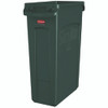 Slim Jim Plastic Recycling Container with Venting Channels, 23 gal, Plastic, Green