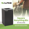 29 Gallon Trash/Recycling Cans, Steel, Black Trash Can with Square Lid