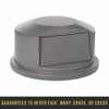 Round BRUTE Dome Top Receptacle, Push Door for 44 gal Containers, 24.81" Diameter x 12.63h, Gray