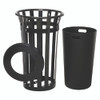 Outdoor Slatted Steel Trash Can, 24 gal, Black