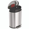 Fire-Resistant Step Pedal Trash Can, 13 gal, Plastic/Stainless Steel, Silver