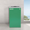 29 Gallon Trash/Recycling Cans, Steel, Blue Recycling and Black Trash Cans w/Square Lid, Green Mixed Recycling Can Mixed Lid