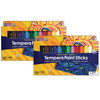 Glide-On Tempera Paint Sticks, 12 Assorted Primary Colors, 5 grams, 12 Per Pack, 2 Packs