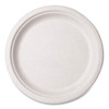 Nourish Molded Fiber Tableware, Compostable, Plate, Sugarcane, 10" dia, White, 500/Carton