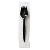 Mediumweight Wrapped Polypropylene Cutlery, Spork, Plastic, Black, 1,000/Carton