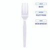 Mediumweight Polystyrene Cutlery, Fork, Plastic, White, 100/Box, 10 Boxes/Carton