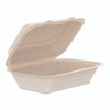 Compostable Molded Fiber Hinged Trays, ProPlanet Seal, 6.41 x 9.22 x 3, Natural, 200/Carton