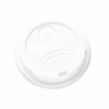 Dome Drink-Thru Lids, Fits 10 oz to 20 oz Dixie Hot Cups, Plastic, White, 100/Pack