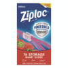 Slider Storage Bags, Quart, 5.88" x 1.88" x 7.88", Clear, 76 Bags