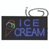 LED Rectangular Ice Cream Sign, 19 x 10, Black Frame, Blue/Green/Orange/Red/White Graphics