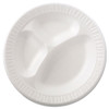 Quiet Class Laminated Foam Dinnerware, 3-Compartment Plate, 10.25" dia, White, 125/Pack, 4 Packs/Carton