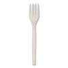 EcoSense Renewable Plant Starch Cutlery, Fork, Plastic, Cream, 50/Pack, 20 Packs/Carton