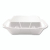 Foam Hinged Lid Containers, 3-Compartment, 9 x 10 x 3, White, Foam, 200/Carton