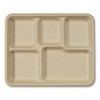 Fiber Trays, 5 Compartments, 8.5 x 10.24 x 1.01, Natural, Paper, 400/Carton