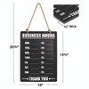 Business Hours Indoor/Outdoor Hanging Chalkboard, 10 x 0.38 x 20.75, Black/White
