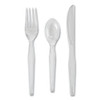 Heavyweight Polystyrene Cutlery, Fork/Knife/Spoon, Plastic, Clear, 180/Pack, 10 Packs/Carton