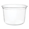 Round Deli Pots, Compostable, 16 oz, 4.6 Diameter x 3" h, Clear, Plastic, 500/Carton