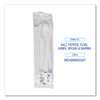 Cutlery Kit, Mediumweight, Fork/Knife/Napkin/Pepper/Salt/Spoon, Plastic, White, 250/Carton