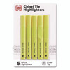 Tank Style Chisel Tip Highlighter, Yellow Ink, Chisel Tip, Yellow Barrel, 5/Pack Tank Style Chisel Tip Highlighter, Yellow Ink, Chisel Tip, Yellow Barrel, 5/Pack