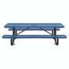 Expanded Steel Picnic Table, Rectangular, 96 x 62 x 29.5, Blue Top, Blue Base/Legs Expanded Steel Picnic Table, Rectangular, 96 x 62 x 29.5, Blue Top, Blue Base/Legs