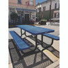 Expanded Steel Picnic Table, Rectangular, 96 x 62 x 29.5, Blue Top, Blue Base/Legs Expanded Steel Picnic Table, Rectangular, 96 x 62 x 29.5, Blue Top, Blue Base/Legs