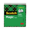 Magic Tape Refill, 1" Core, 0.75" x 83.33 ft, Clear, 3/Pack
