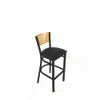 Jones River Series Barstool, Supports Up to 300 lb, 28.5" Seat Height, Black Seat, Natural Back, Black Base