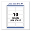 Shipping Labels w/ TrueBlock Technology, Laser Printers, 2 x 4, White, 10/Sheet, 25 Sheets/Pack