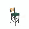 Jones River Series Barstool, Supports Up to 300 lb, 28.5" Seat Height, Green Seat, Natural Back, Black Base