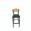 Liberty Series Barstool, Supports Up to 300 lb, 28.5" Seat Height, Green Seat, Natural Back, Black Base