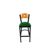 Liberty Series Barstool, Supports Up to 300 lb, 28.5" Seat Height, Green Seat, Natural Back, Black Base