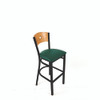 Liberty Series Barstool, Supports Up to 300 lb, 28.5" Seat Height, Green Seat, Natural Back, Black Base