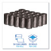 Low-Density Waste Can Liners, 4 gal, 0.35 mil, 17" x 17", Black, Perforated Roll, 50 Bags/Roll, 20 Rolls/Carton